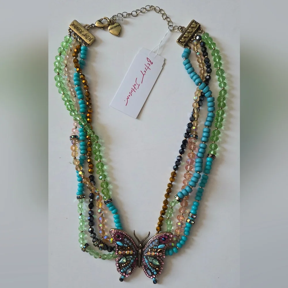 Betsey Johnson Colorful Butterfly Necklace NWT - Picture 7 of 15